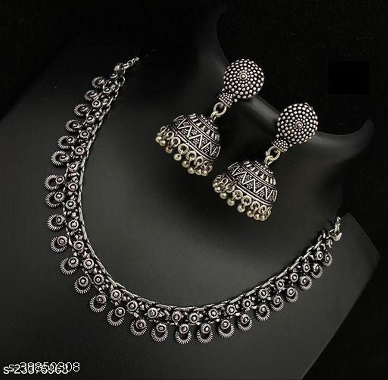 Oxidised necklace set with jhumkas