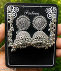 Oxidised Silver Bahubali Jhumka with Hair Chain