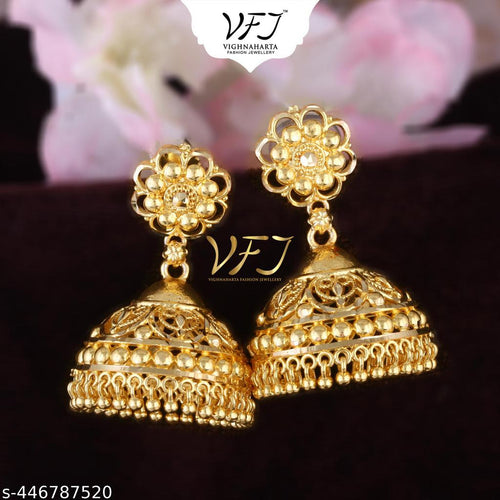 Big 1-Gram Gold Plated Jhumka Earrings