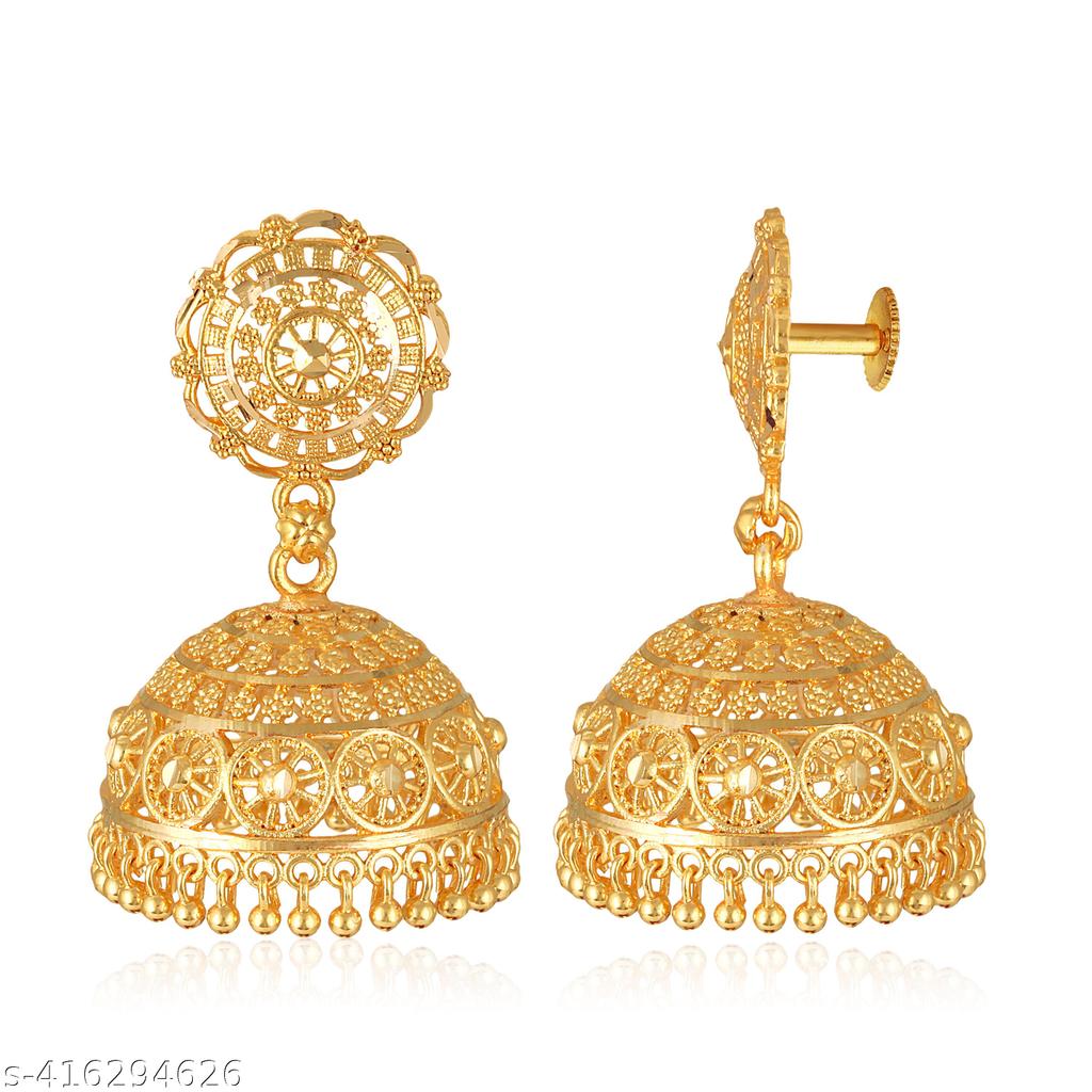 Gold Plated Statement Jhumka Earrings – view 3