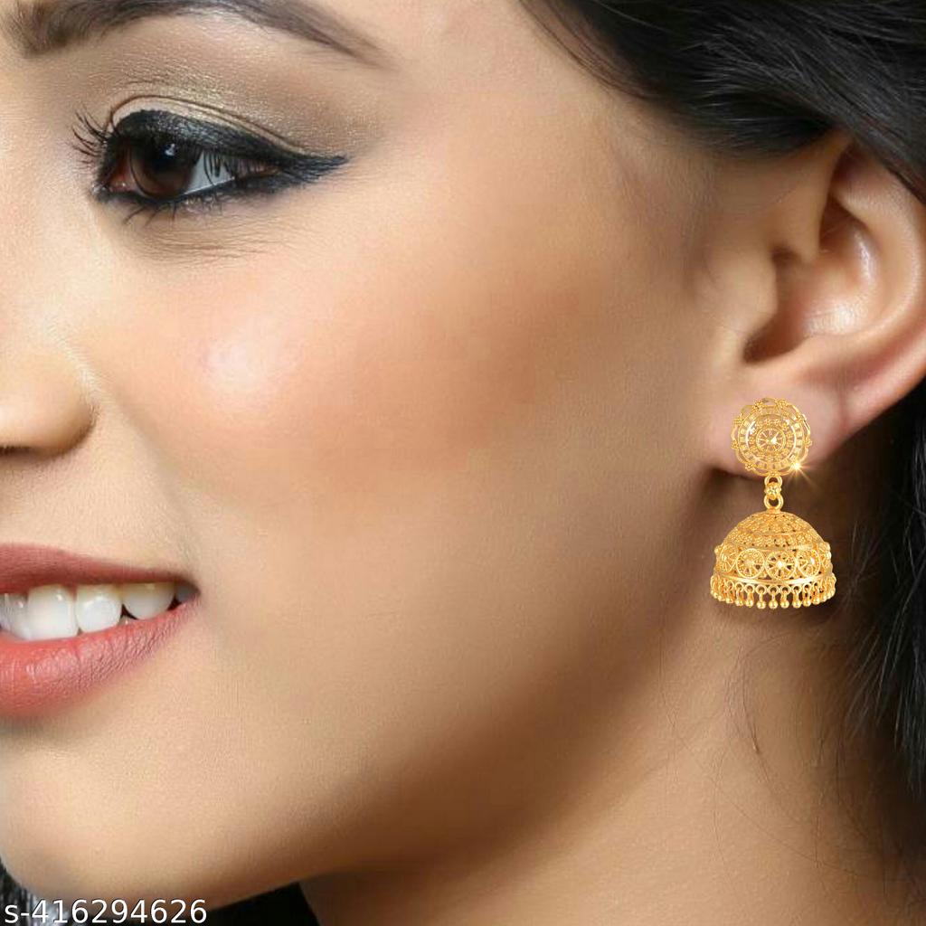 Gold Plated Statement Jhumka Earrings – view 2