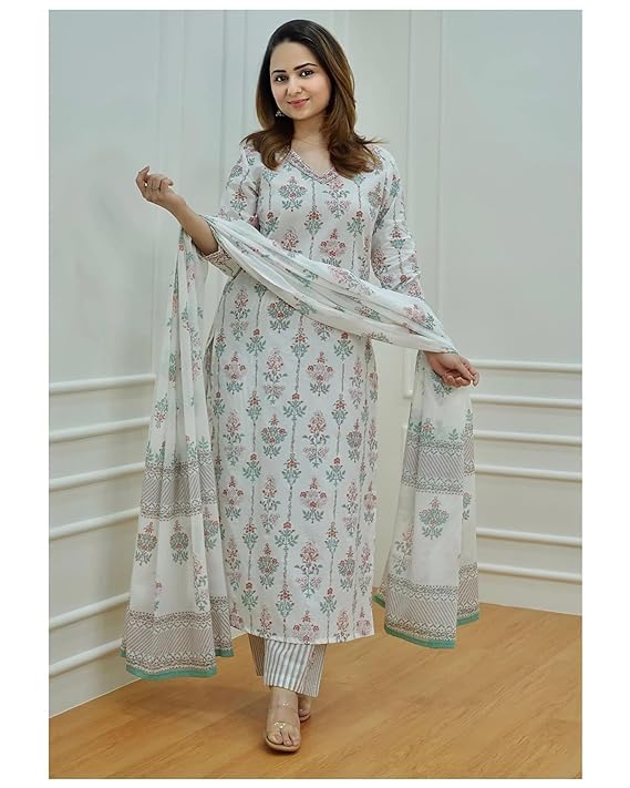 Viscose Trio - Kurti, and Dupatta - Perfect for Stylish Women Looking for Comfort and Elegance in Every Wear (M)