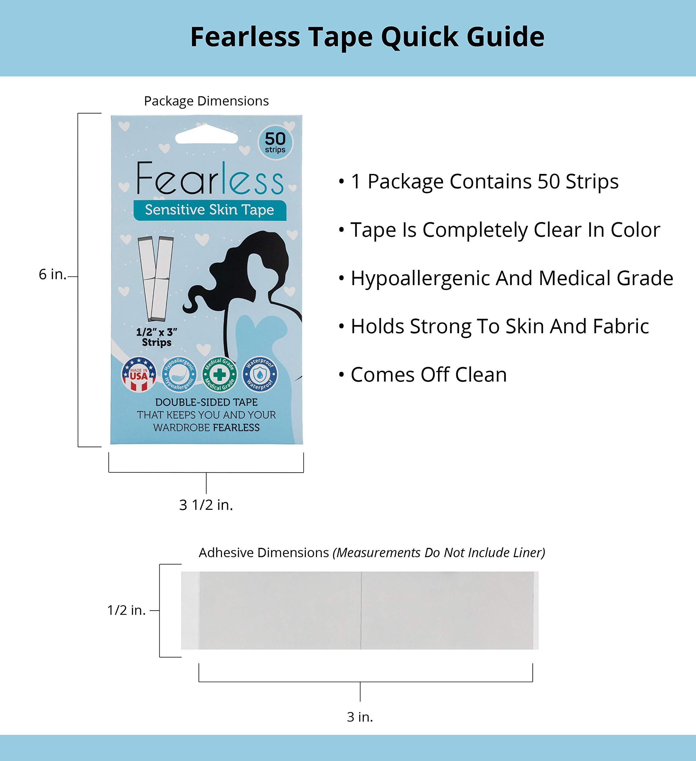 Fearless Fashion Tape – Invisible Double-Sided Body & Clothing Tape (70 Strips) | Strong All-Day Hold | Skin-Safe & Fabric-Friendly