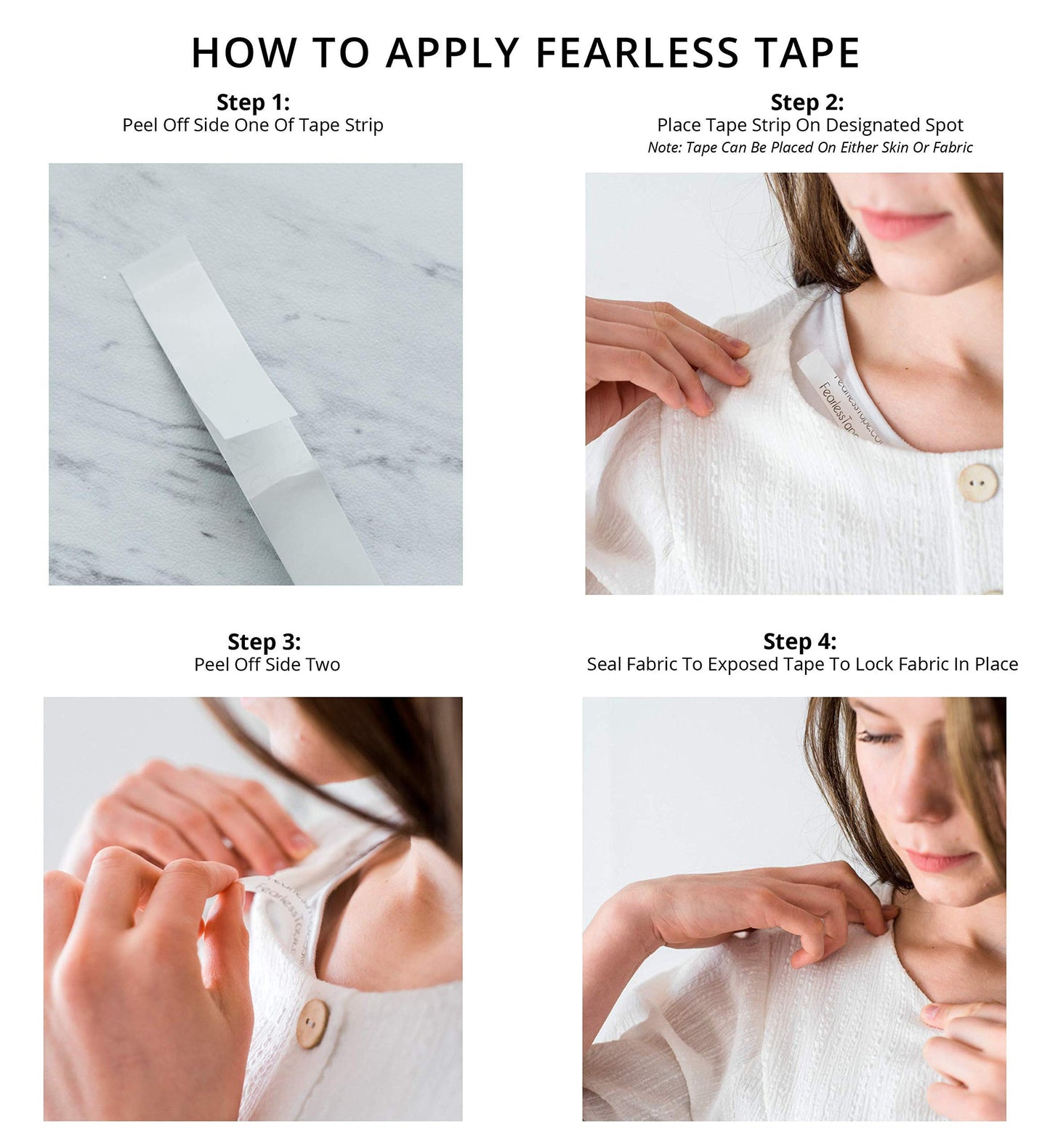 Fearless Fashion Tape – Invisible Double-Sided Body & Clothing Tape (70 Strips) | Strong All-Day Hold | Skin-Safe & Fabric-Friendly