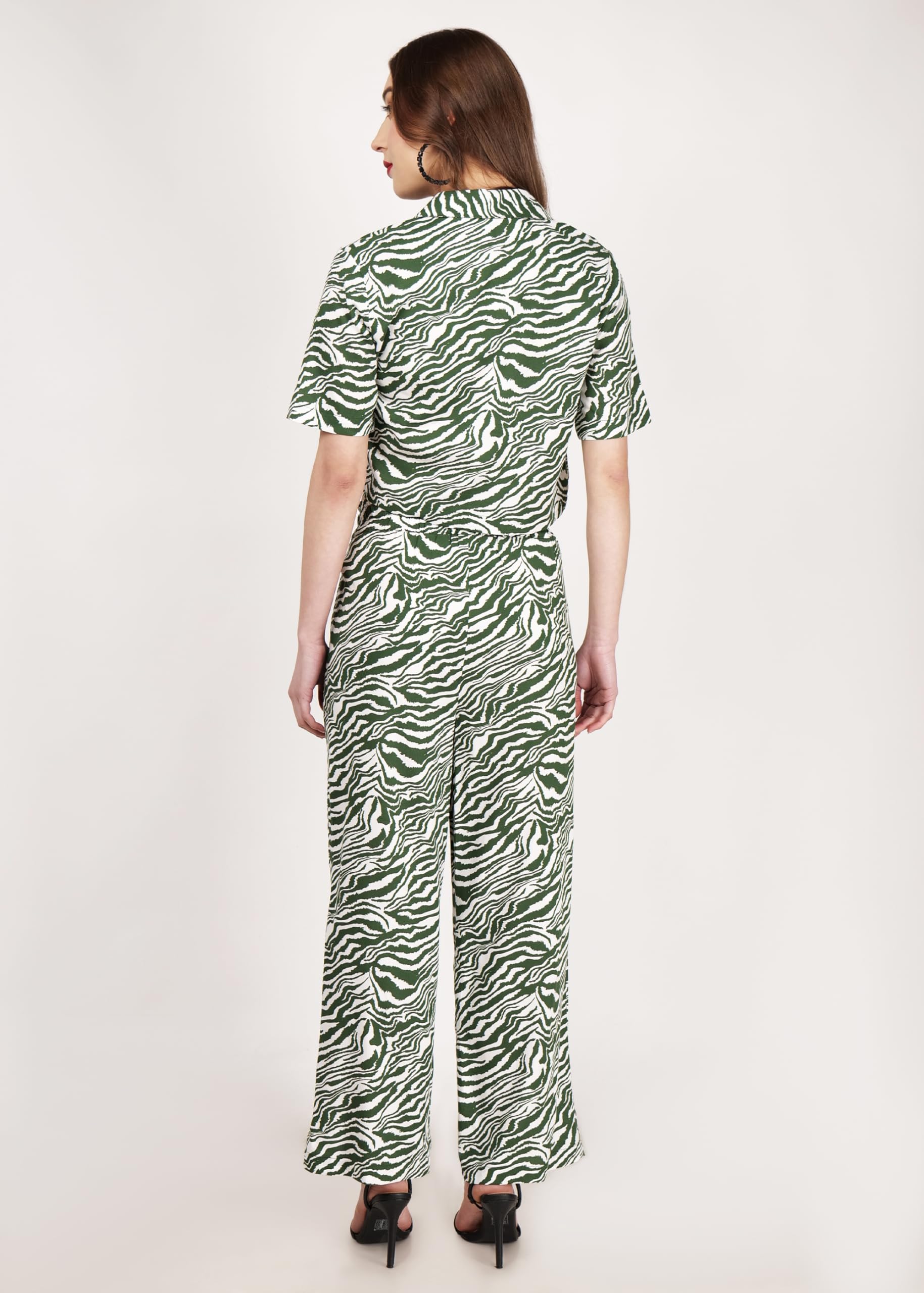 Print Co-Ord Set for Women - Trendy Two-Piece Ensemble with Relaxed Fit, Short Sleeve Cord Dress and Stylish Loose Pant and Top … (Small)