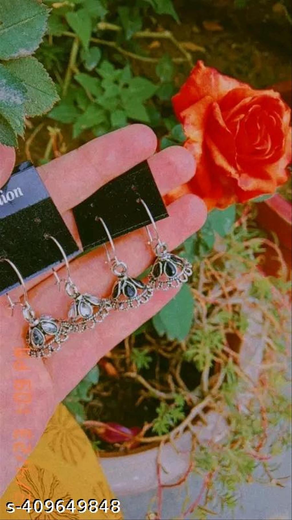 Small Oxidised Silver Jhumki Earrings – view 2