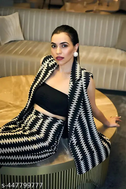 Women Comfortable Fancy Zig Zag Design Co ord Set | Casual Top and Bottom Set for Women and Girls