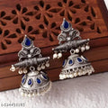 Jaipuri Oxidised Silver Jhumka with Pearls