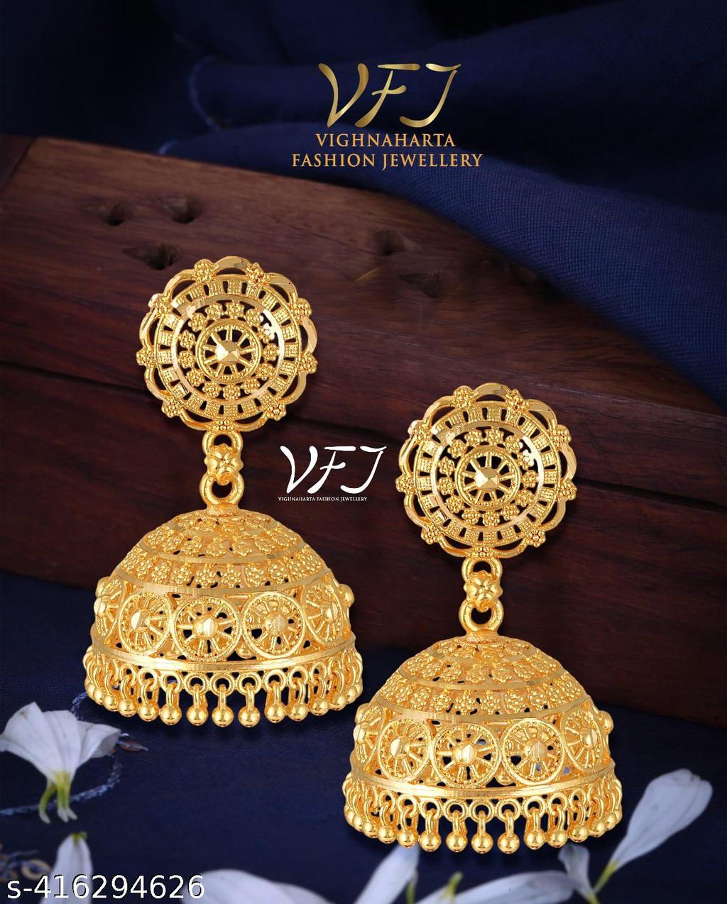 Gold Plated Statement Jhumka Earrings