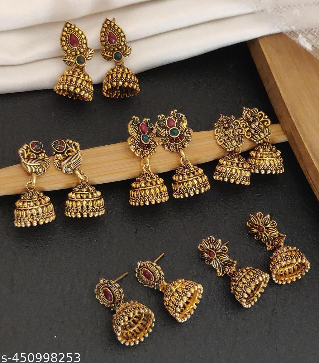 Gold-Tone Jhumka Earrings Combo
