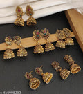 Gold-Tone Jhumka Earrings Combo – Pack of 6 Pairs