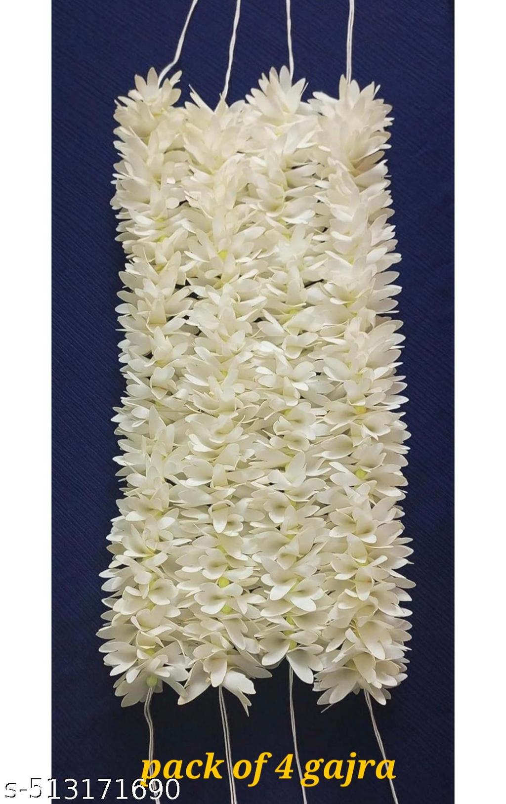 White Fabric Gajra, Handmade & Washable – view 3