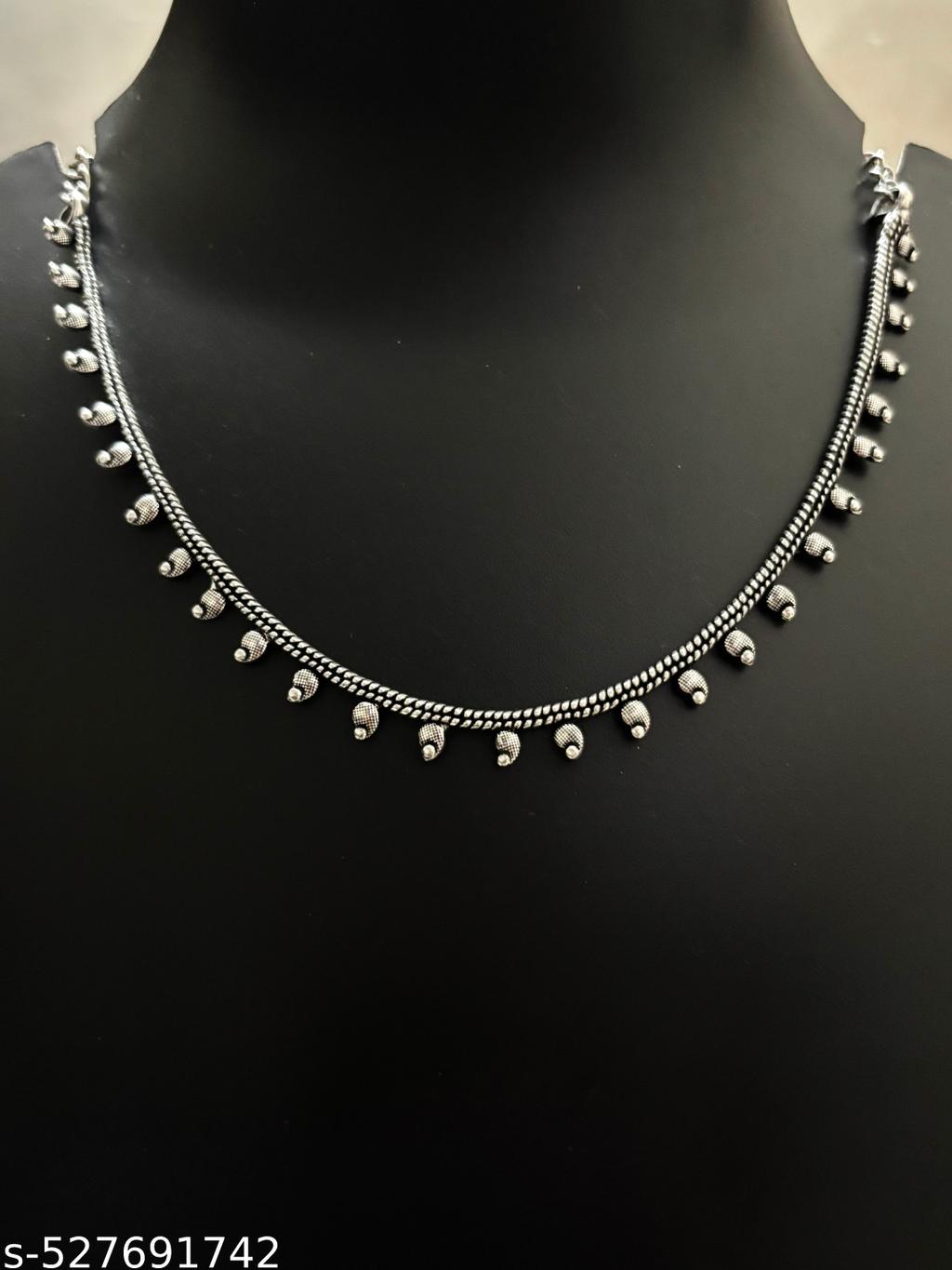Oxidised Silver Necklace with Small Jhumka Earrings – view 2