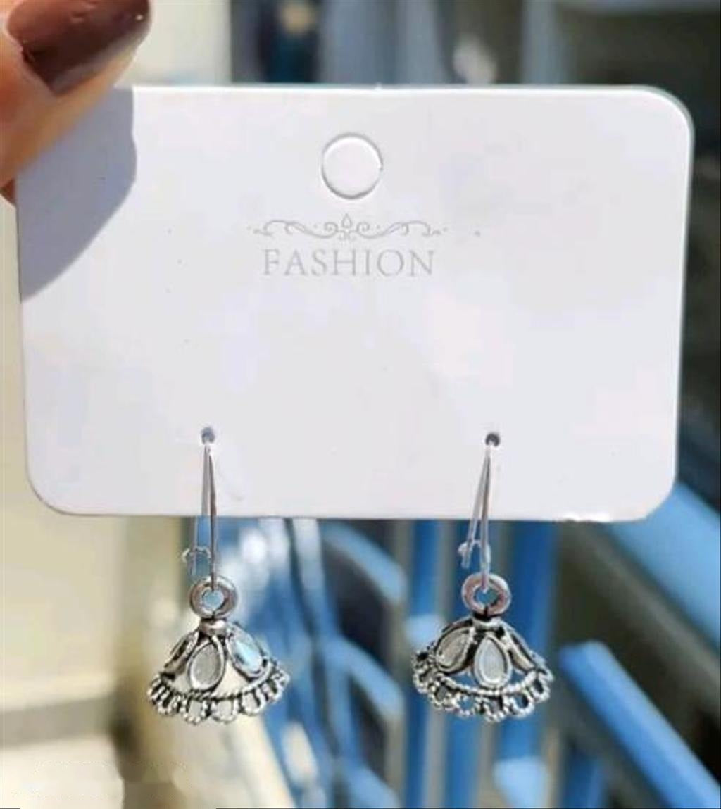 Small Oxidised Silver Jhumki Earrings – view 3