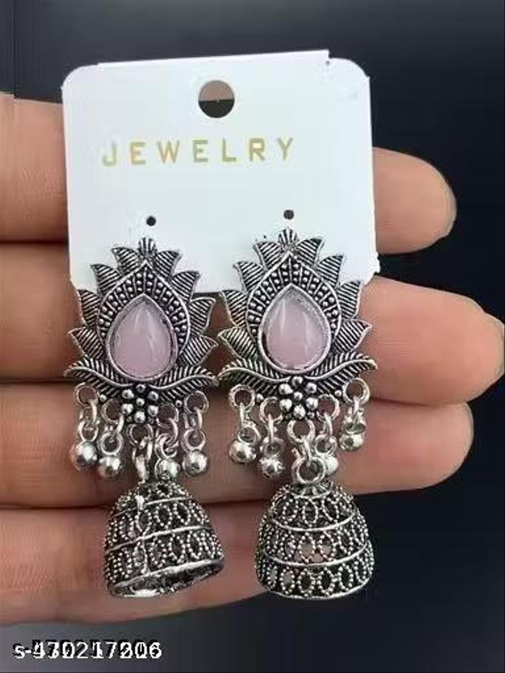 Oxidised chandbali jhumkas – view 3