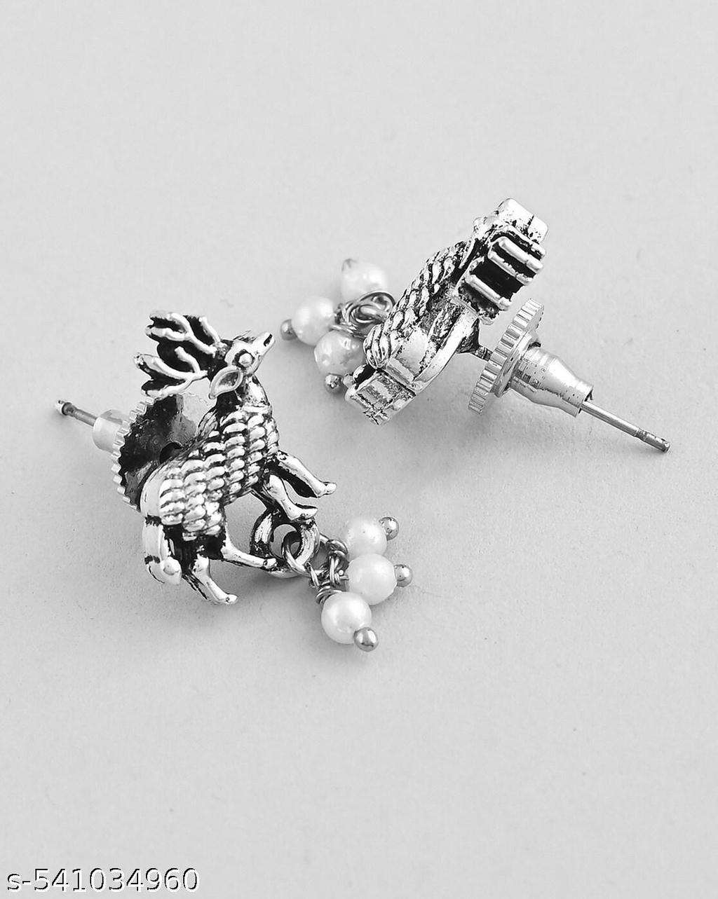 Traditional Oxidised Silver Necklace & Earrings Set – view 3