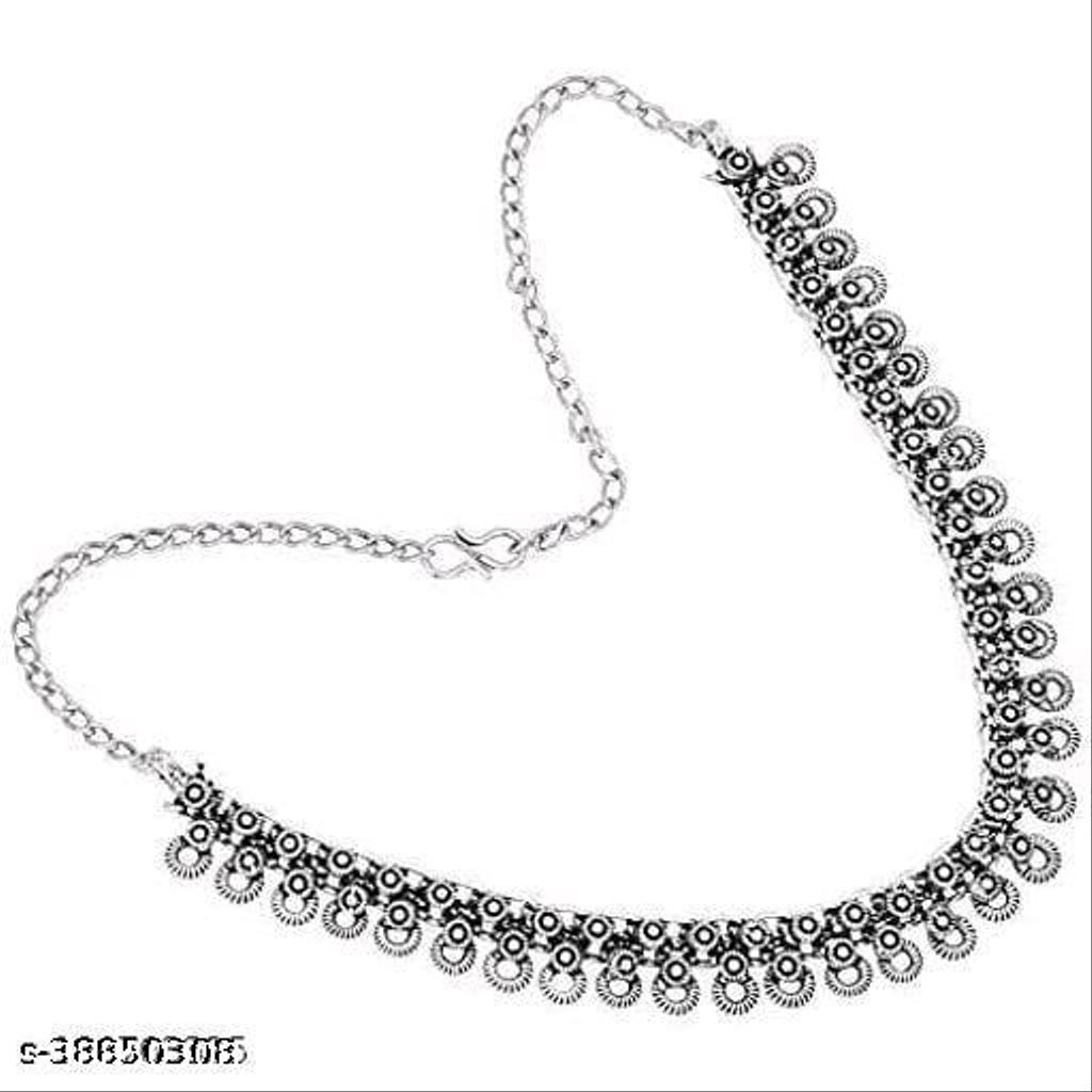Oxidised Silver Party Wear Necklace & Earrings Set – view 2