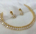 Gold-Plated American Diamond Necklace Set with Earrings