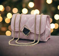 Quilted Chain-Strap Sling Bag – Blush Pink