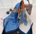 Printed Satin Square Scarf – Blue Floral