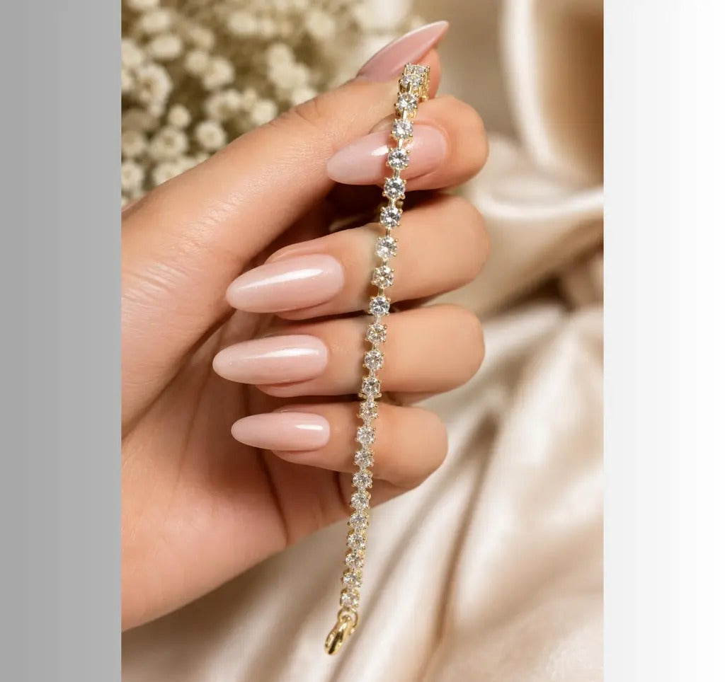Gold-plated American diamond tennis bracelet