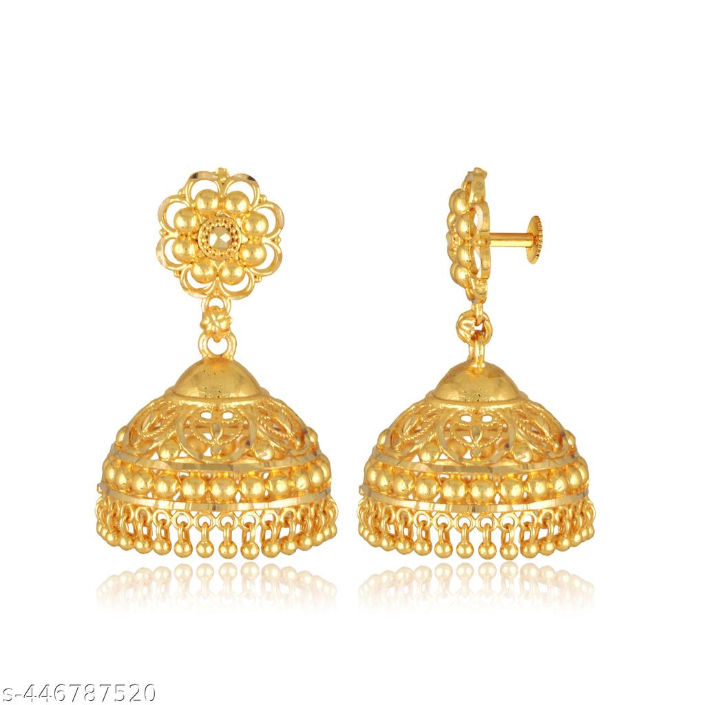 Big 1-Gram Gold Plated Jhumka Earrings – view 3