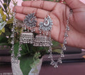 Silver-Plated Bahubali Jhumka Earrings