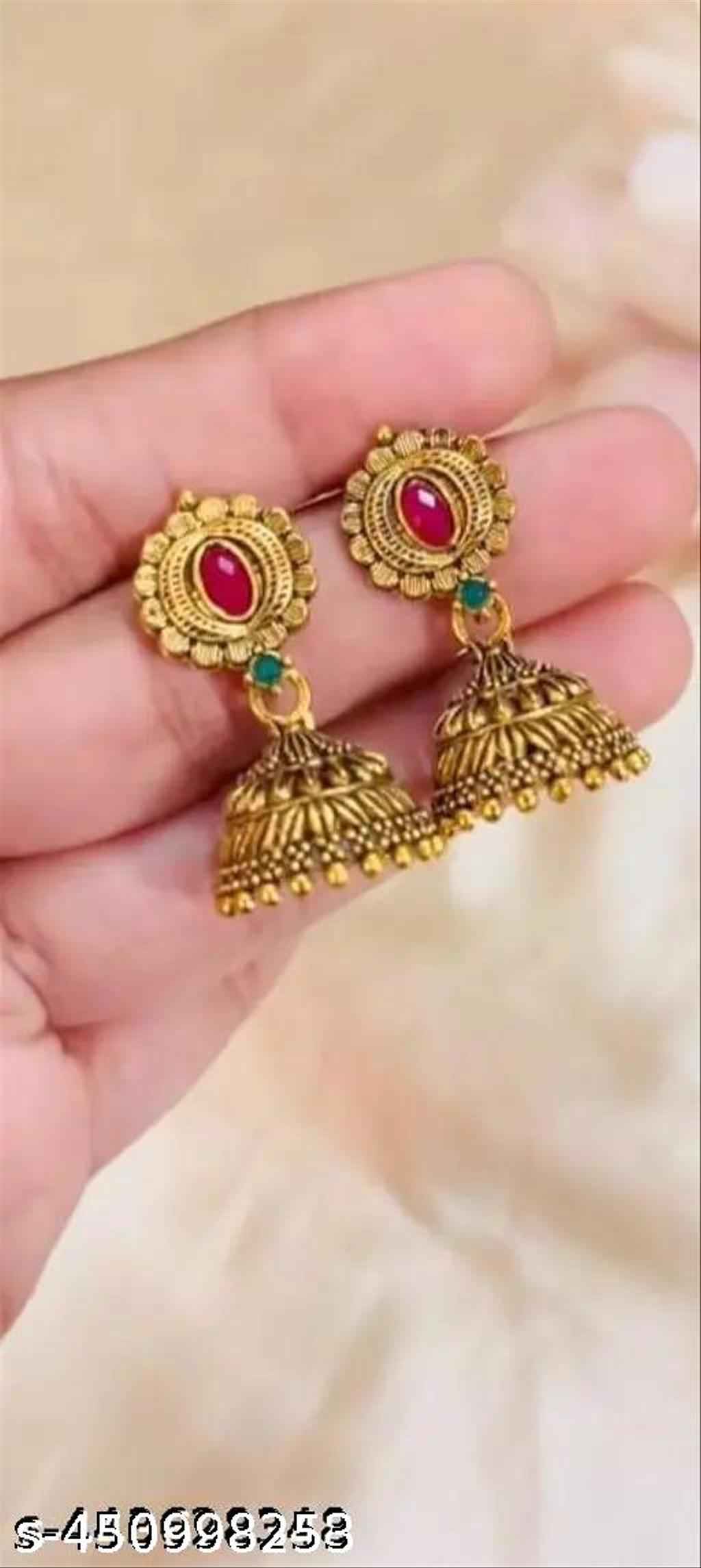 Gold-Tone Jhumka Earrings Combo – view 2