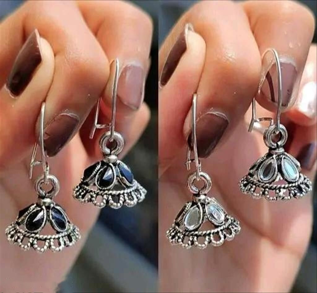 Small Oxidised Silver Jhumki Earrings