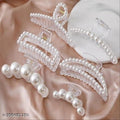 Large Pearl Claw Clips for Thick Hair – Pack of 3