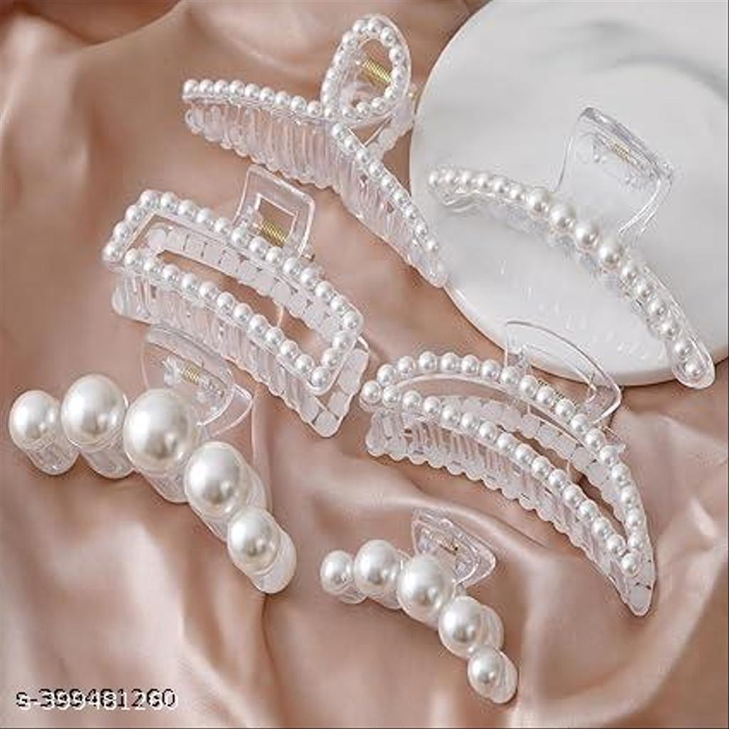 Large Pearl Claw Clips for Thick Hair