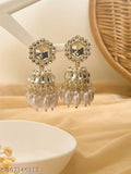 White Pearl Jhumka Earrings – Gold Plated