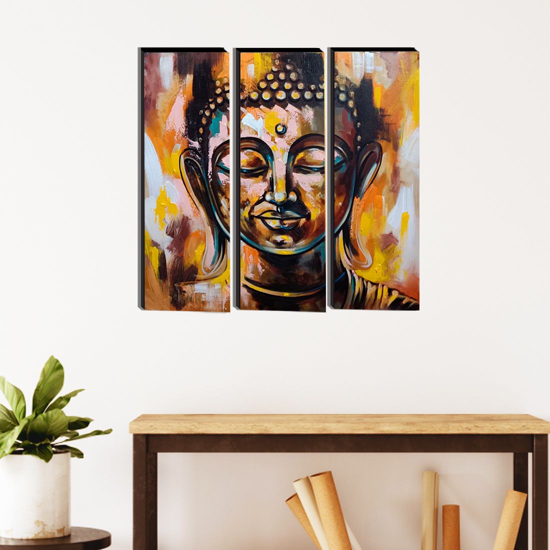 WallDaddy Wooden Painting Size (18x15)inch 6mm Thickness HD Digital Painting Modern Art Painting For Wall Design MeditationBuddha