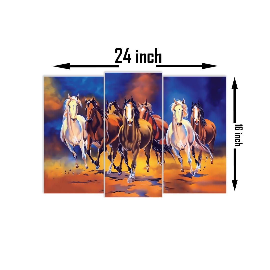 WallDaddy Wooden Painting Size (24x16)inch 6mm Thickness HD Digital Painting Modern Art Painting For Wall Design 7ColorFullHorse