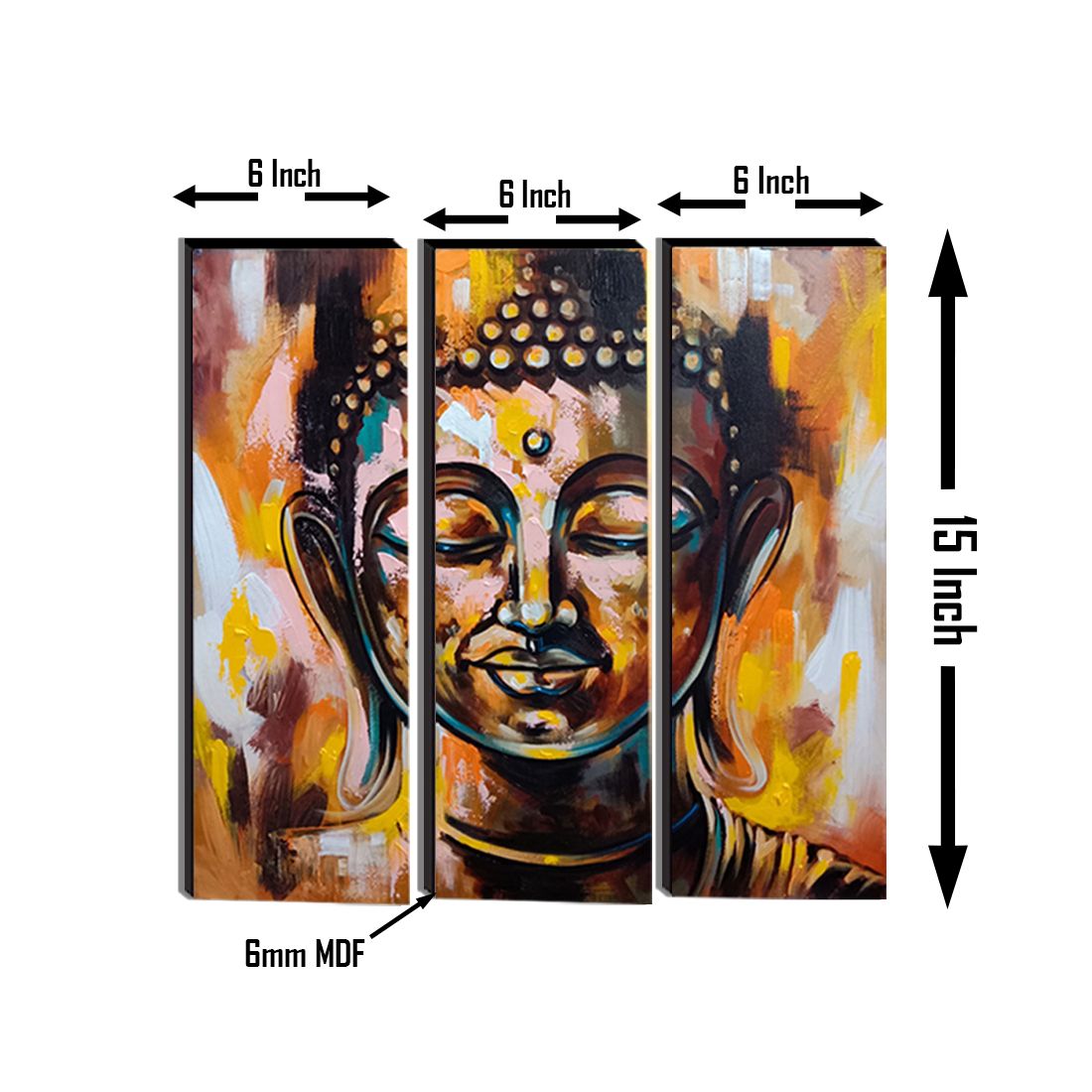 WallDaddy Wooden Painting Size (18x15)inch 6mm Thickness HD Digital Painting Modern Art Painting For Wall Design MeditationBuddha