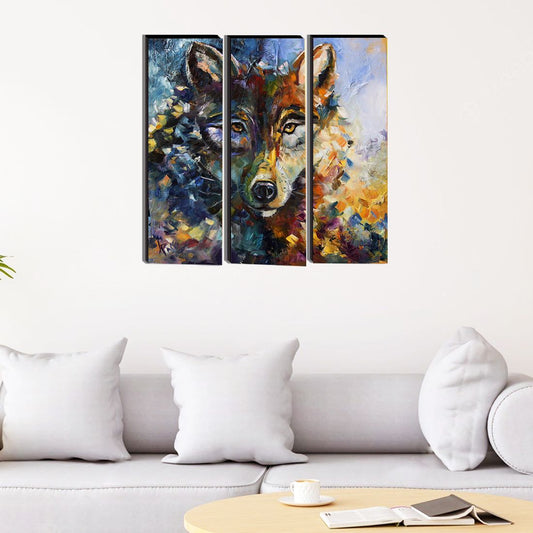 WallDaddy Wooden Painting Size (18x15)inch 6mm Thickness HD Digital Painting Modern Art Painting For Wall Design Wolf