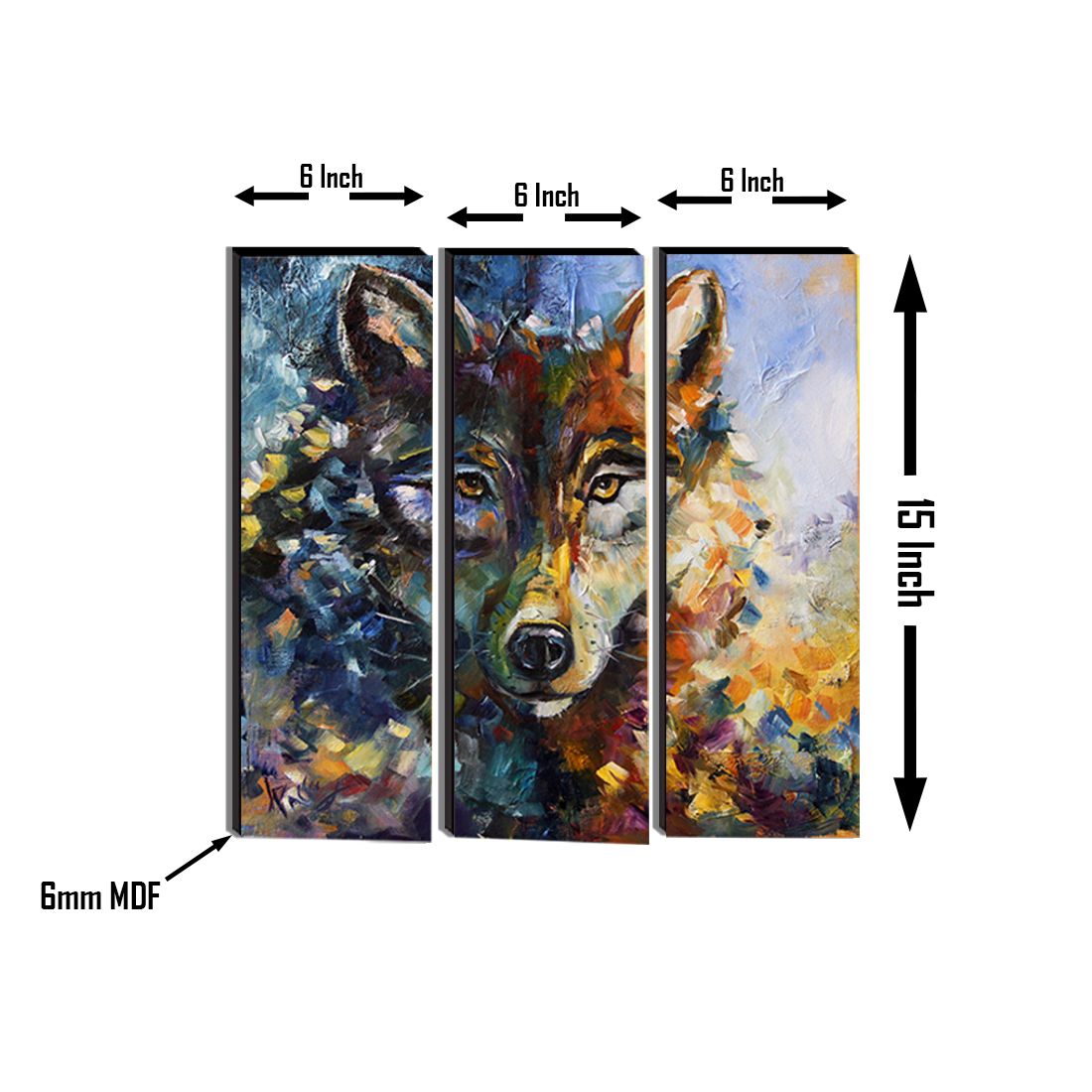 WallDaddy Wooden Painting Size (18x15)inch 6mm Thickness HD Digital Painting Modern Art Painting For Wall Design Wolf